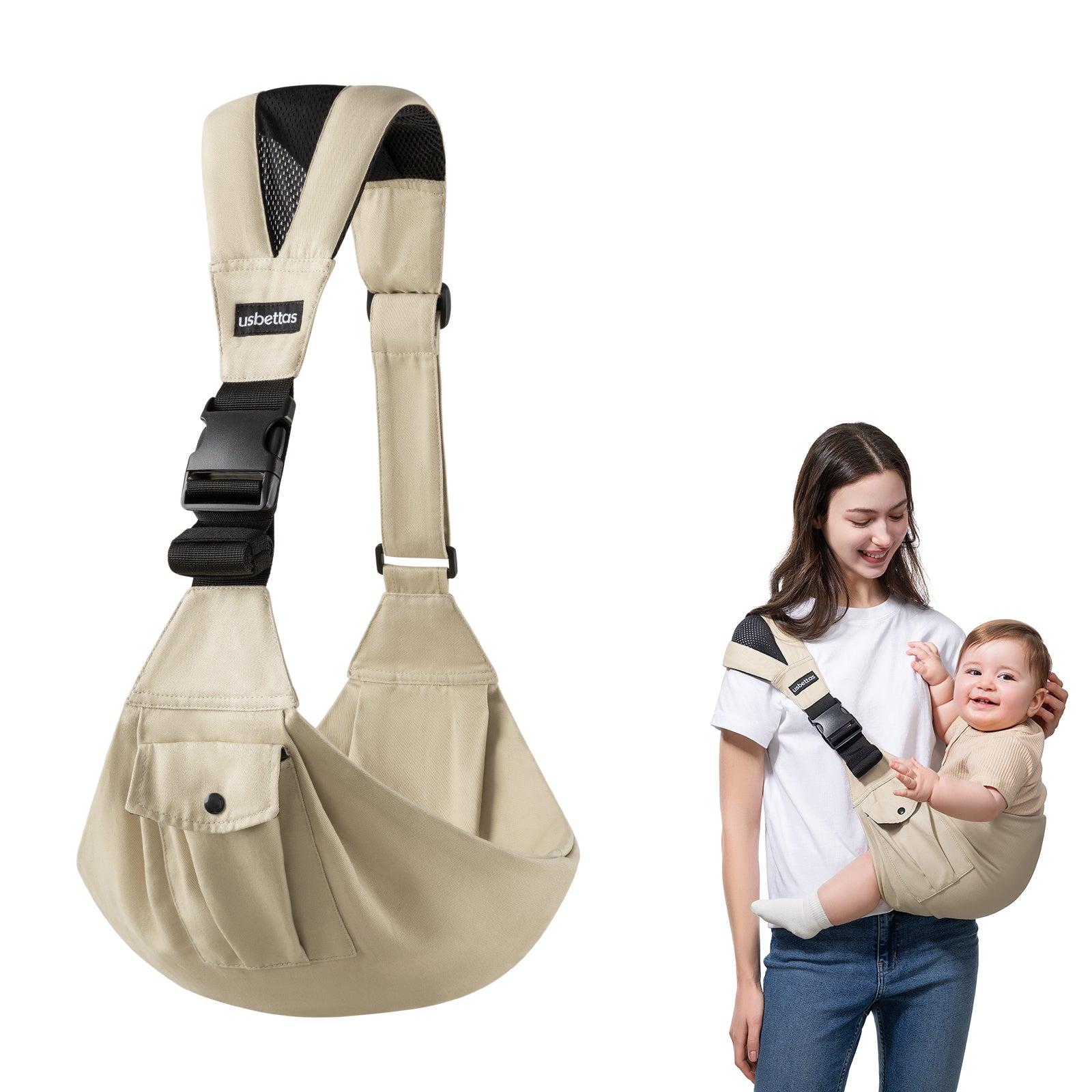 Baby Carrier – Cotton Baby Sling(Beige)