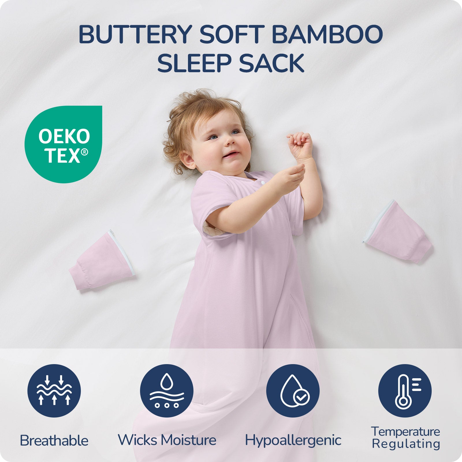 Detachable Sleeves Sleep Sack 1.0 TOG -Bamboo Fabric( purple)