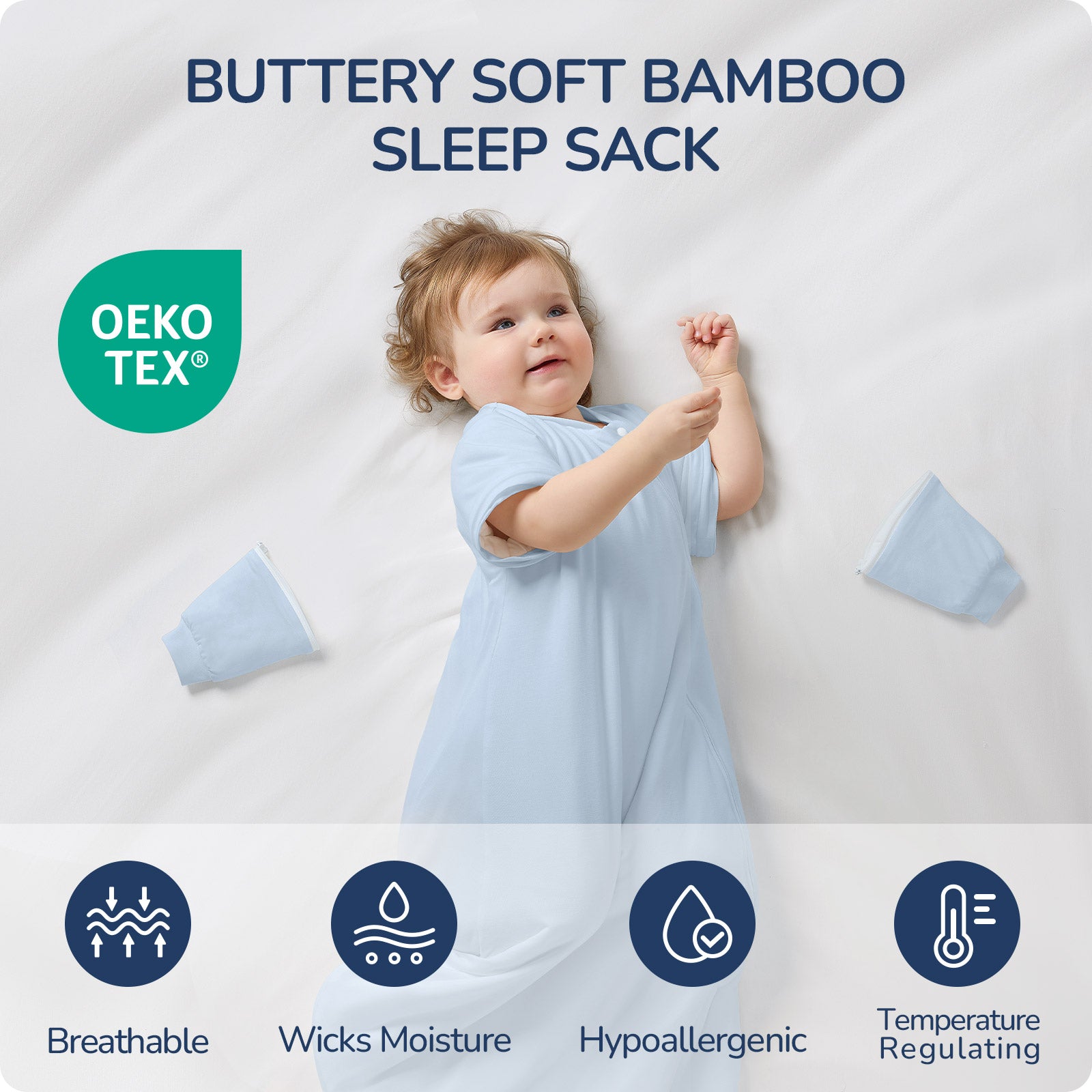 Bamboo Sleep Sack in Baby blue 1.0 Secondary image
