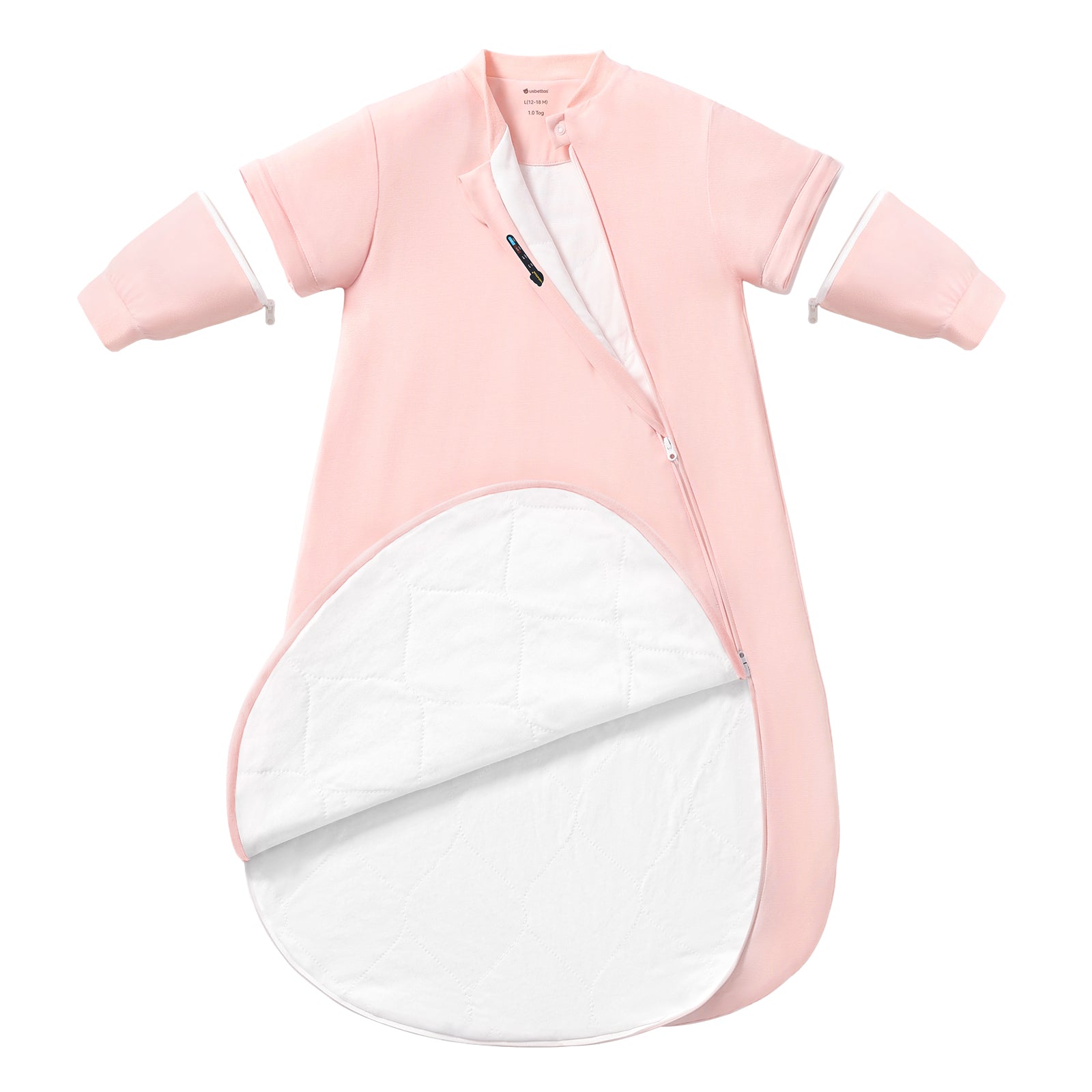 Detachable Sleeves Sleep Sack 1.0 TOG -Bamboo Fabric (Pink)