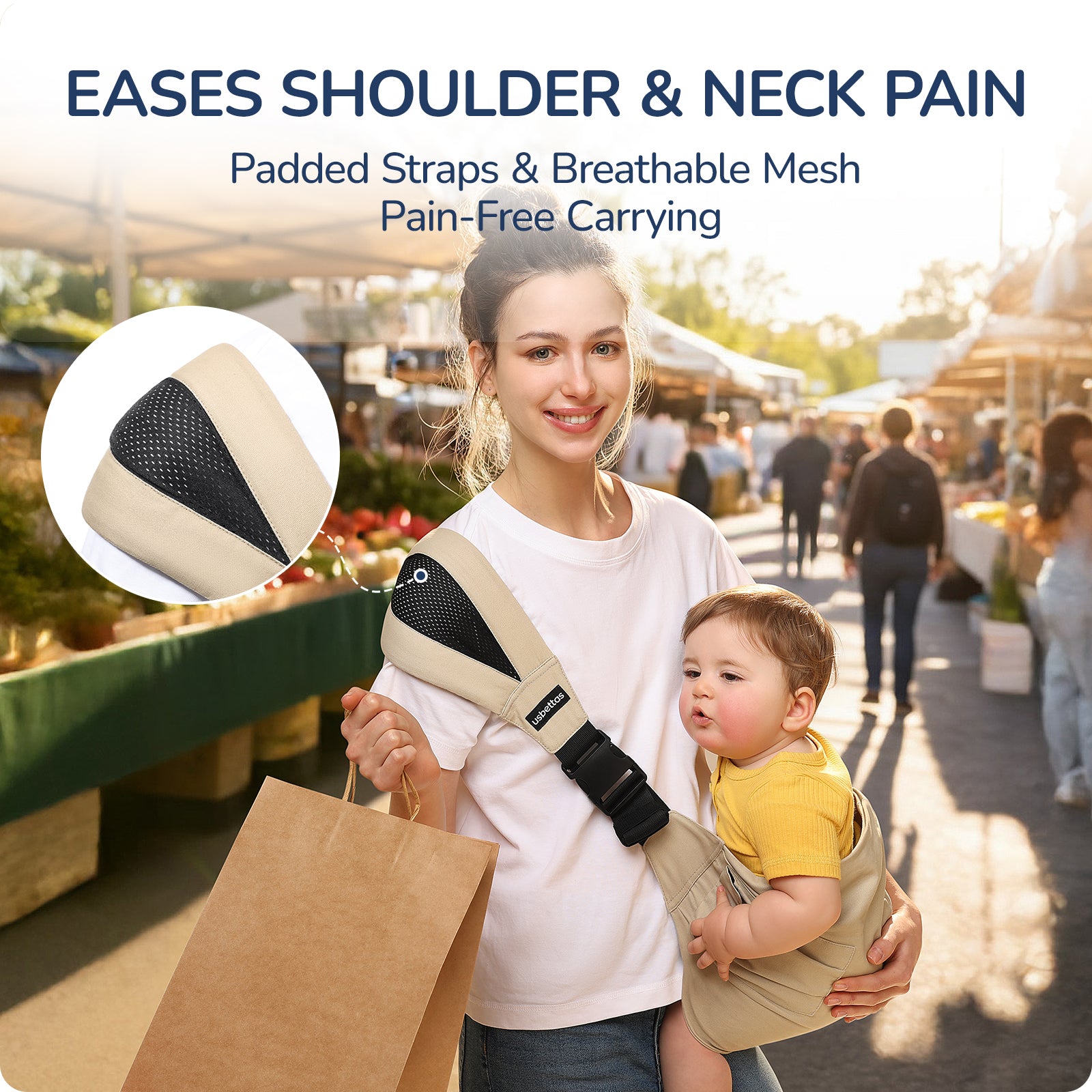 Baby Carrier – Cotton Baby Sling(Beige)