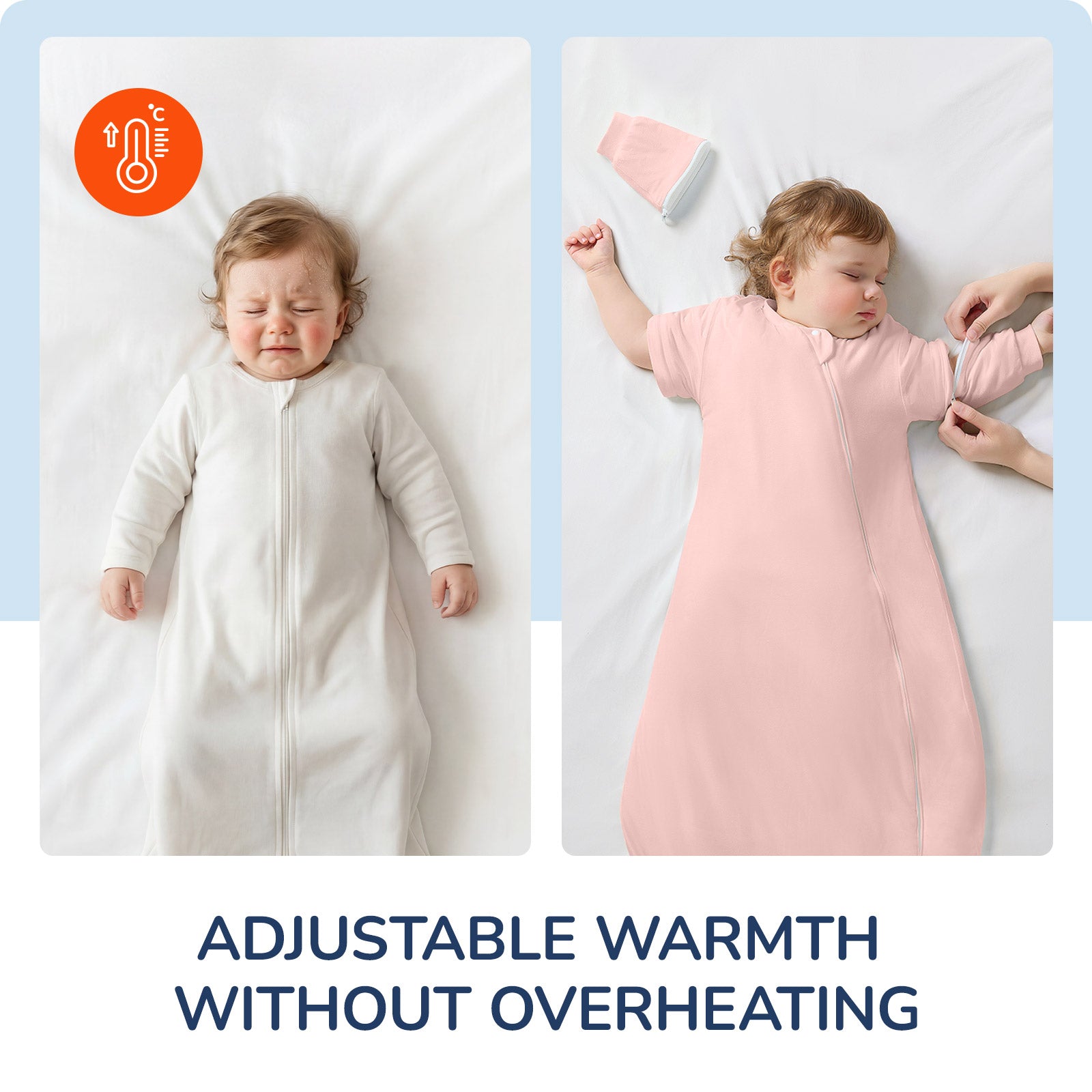 Detachable Sleeves Sleep Sack 1.0 TOG -Bamboo Fabric (Pink)