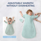 Detachable Sleeves Sleep Sack 1.0 TOG -Bamboo Fabric (Sage)