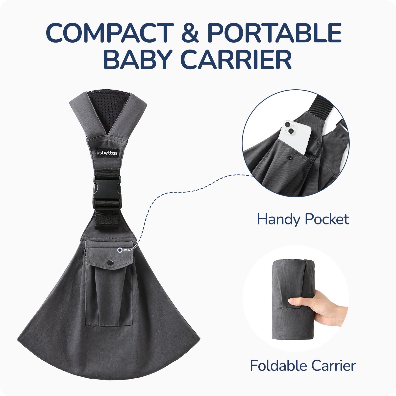 Baby Carrier – Cotton Baby Sling(Gray)