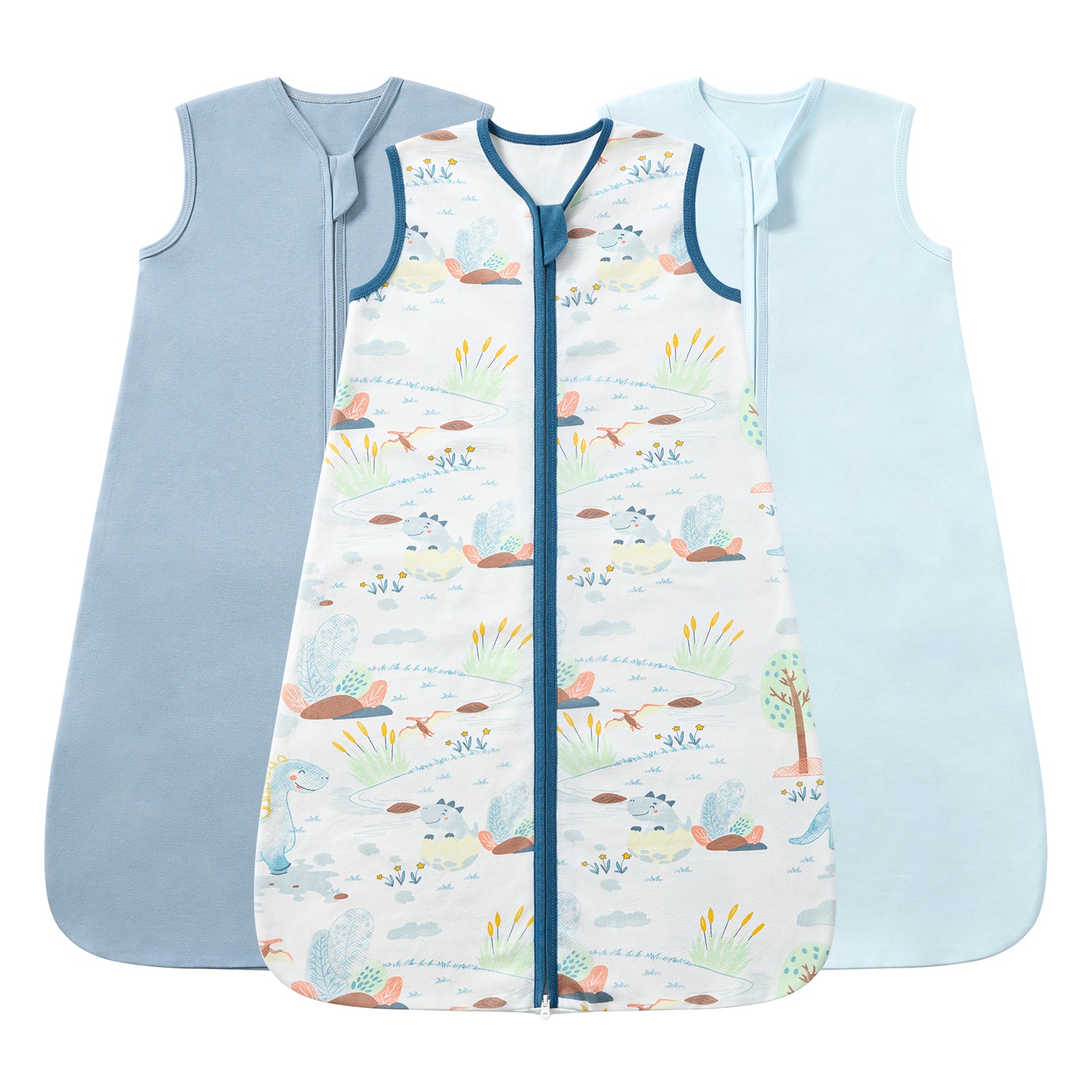 3 Pack Sleeveless Sleep Sack 0.5 TOG – 100% Cotton  （Dino）