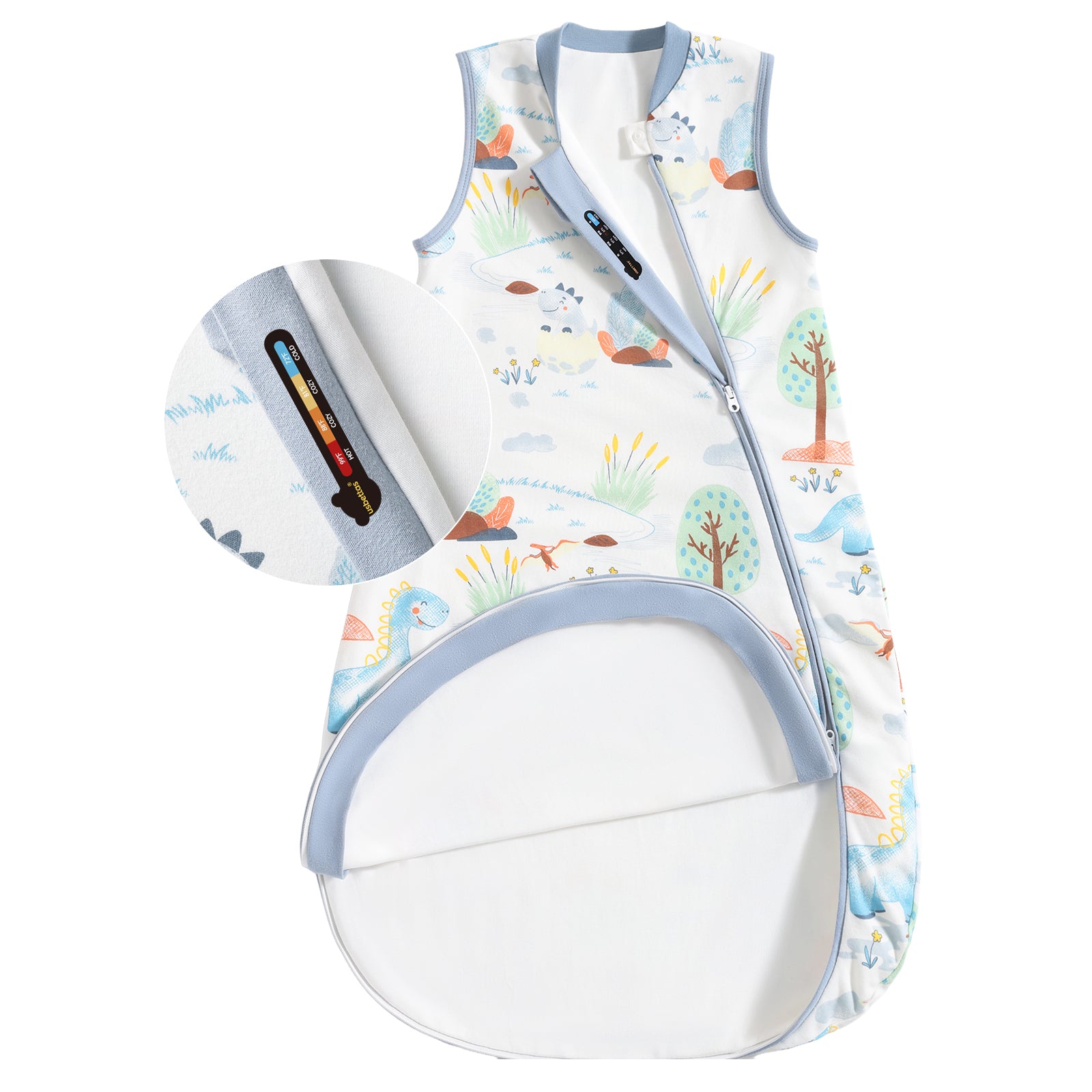 Sleeveless Baby Sleep Sack 1.0 TOG – 100% Cotton (Dino)