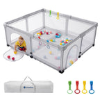 Foldable Baby Playpen 71x59 for Babies Toddler（Light Gray)