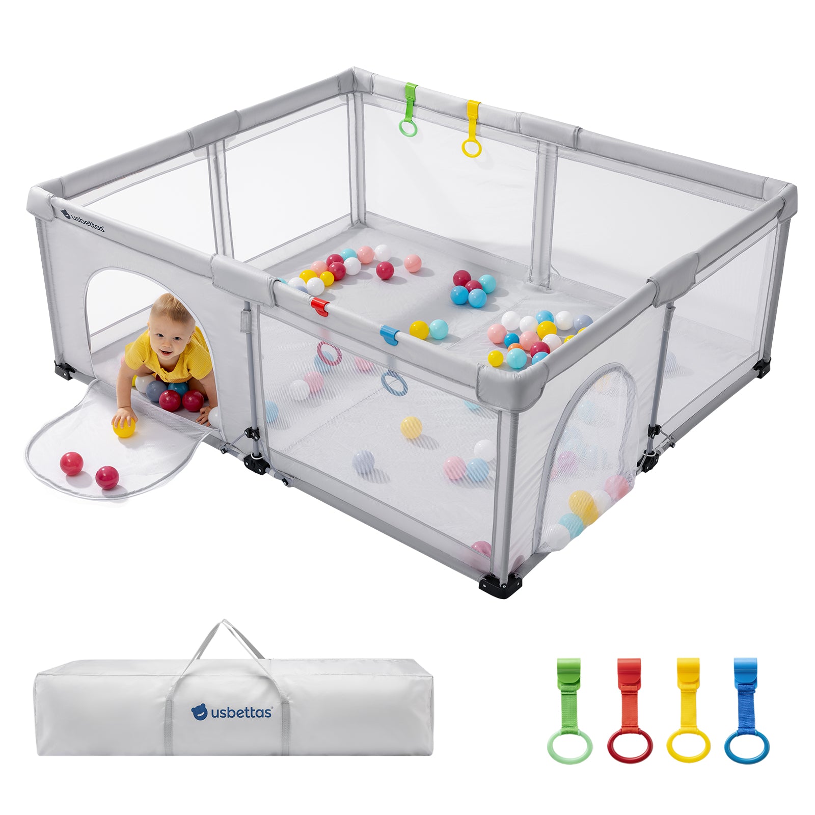 Foldable Baby Playpen 71x59 for Babies Toddler（Black)