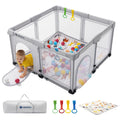 Foldable Baby Playpen 50×50 for Babies Toddler（Light Gray)