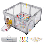 Foldable Baby Playpen 50×50 for Babies Toddler（Light Gray)