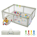 Foldable Baby Playpen 71x59 for Babies Toddler（Beige)