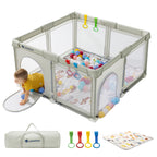 Foldable Baby Playpen 50×50 for Babies Toddler（Beige)