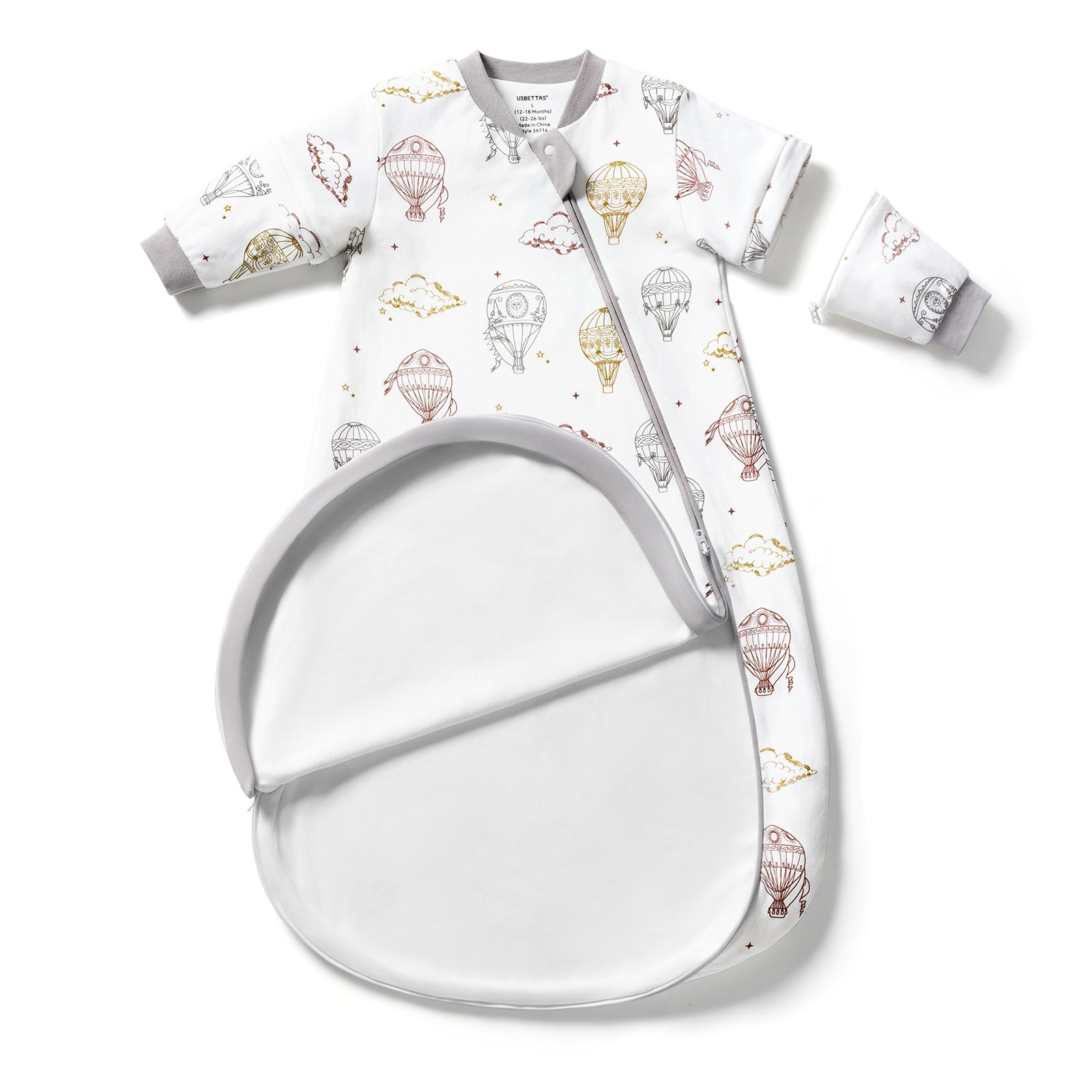 usbettas Baby Sleep Sack 1.0 TOG – Detachable Sleeves (Hot air ballon)