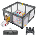 Foldable Baby Playpen 50×50 for Babies Toddler（Dark gray)