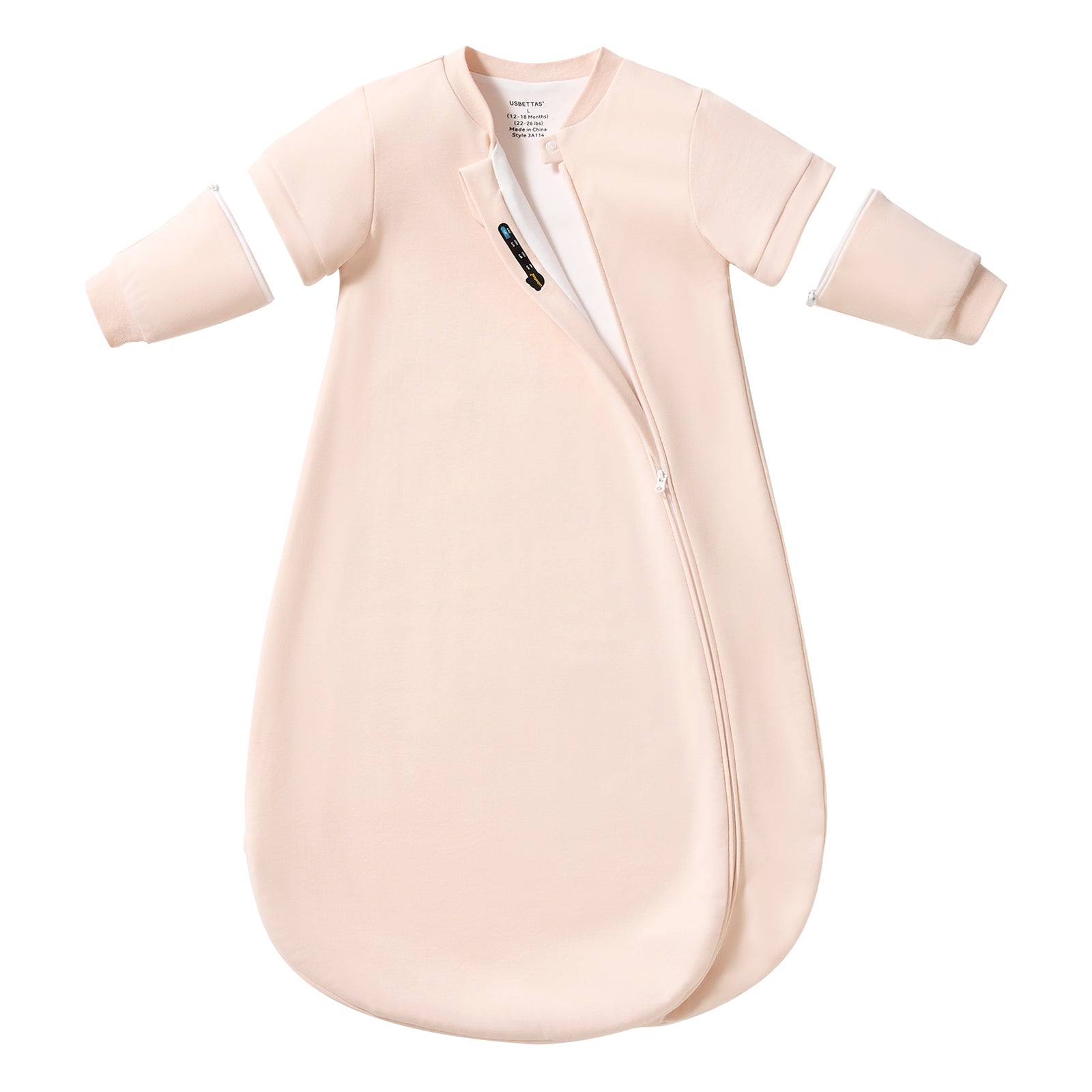 usbettas Baby Sleep Sack 1.0 TOG – Detachable Sleeves (Shell Pink)
