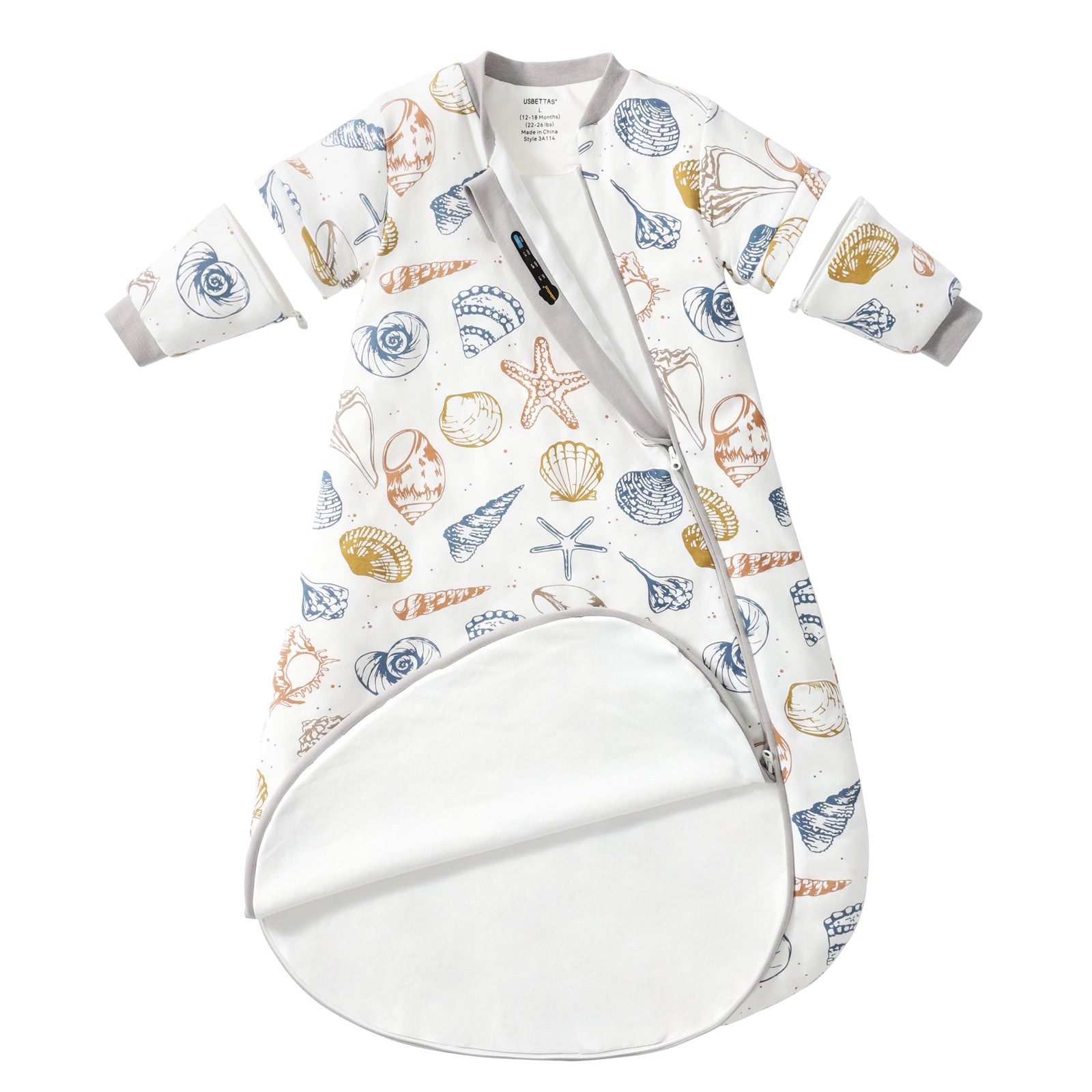 Detachable Sleeves Sleep Sack 1.0 TOG – 100% Cotton （Light Apricot）