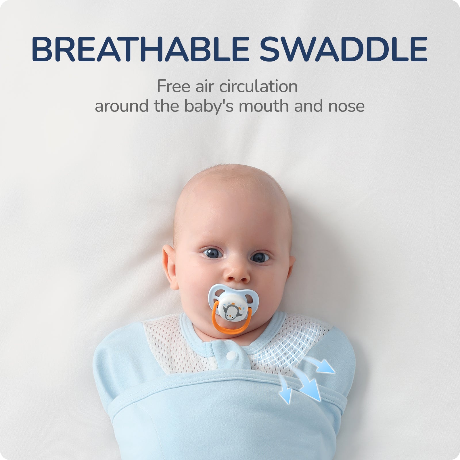 3-Way Adjustable Transitional Swaddle （Blue)