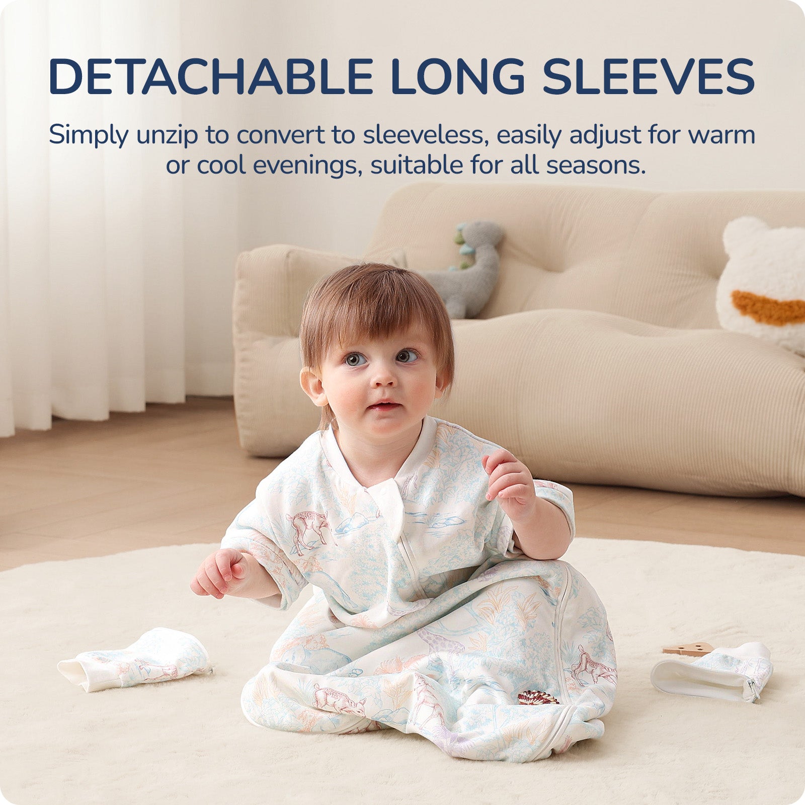 usbettas Baby Sleep Sack 1.0 TOG – Detachable Sleeves (Elk)