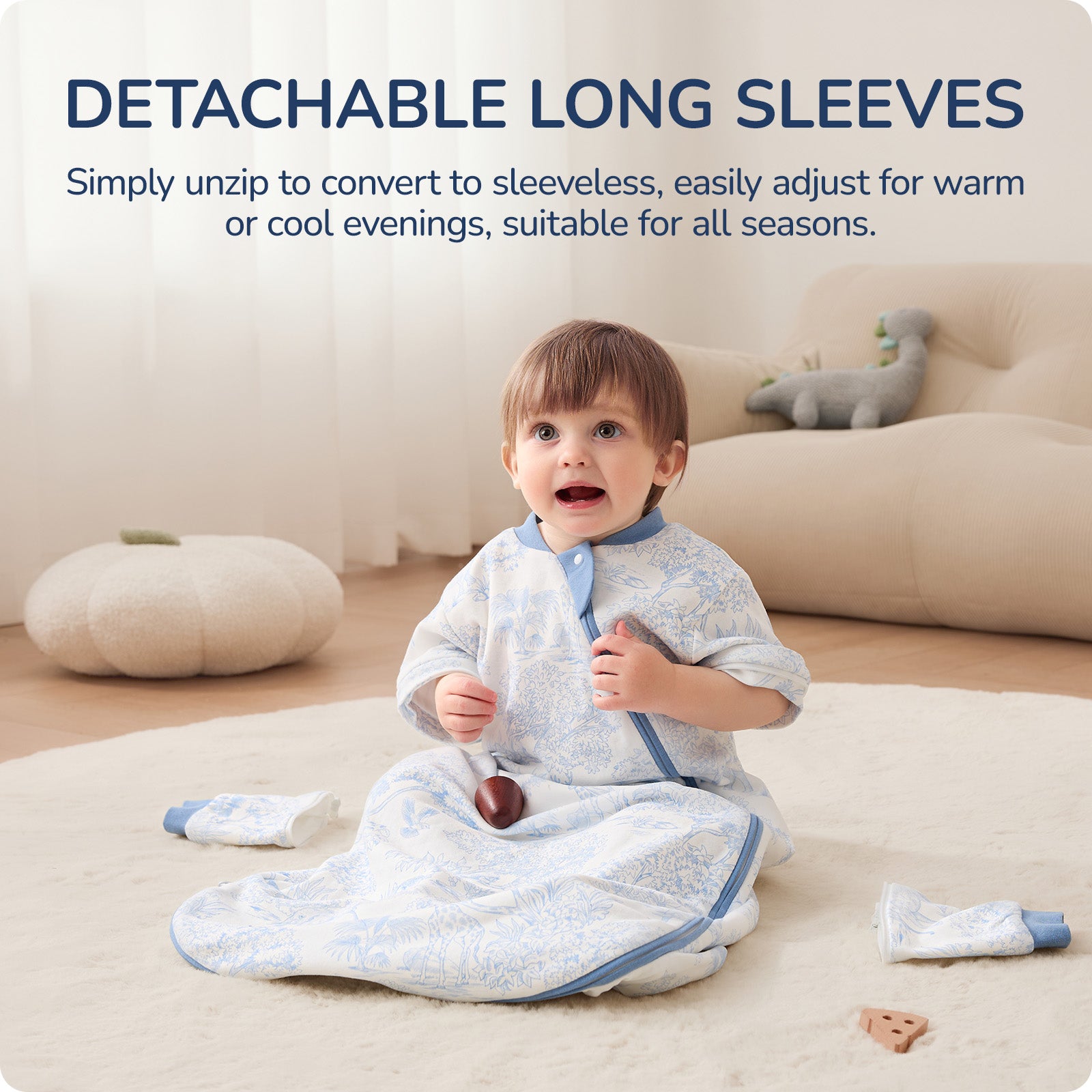 usbettas Baby Sleep Sack 1.0 TOG – Detachable Sleeves (Forest)