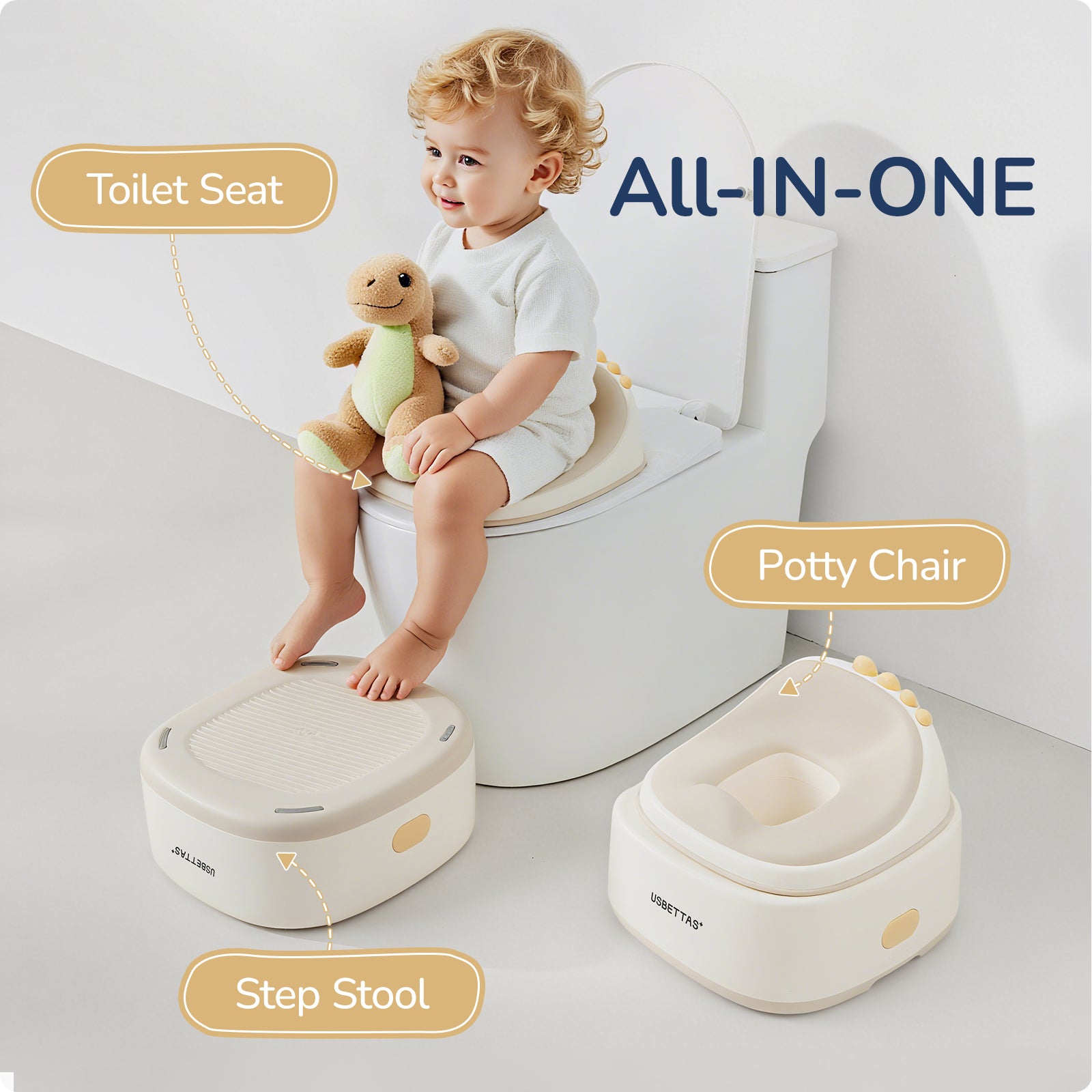 3-in-1 Potty Training Toilet (Beige)