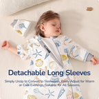 Detachable Sleeves Sleep Sack 1.0 TOG – 100% Cotton (Ocean)