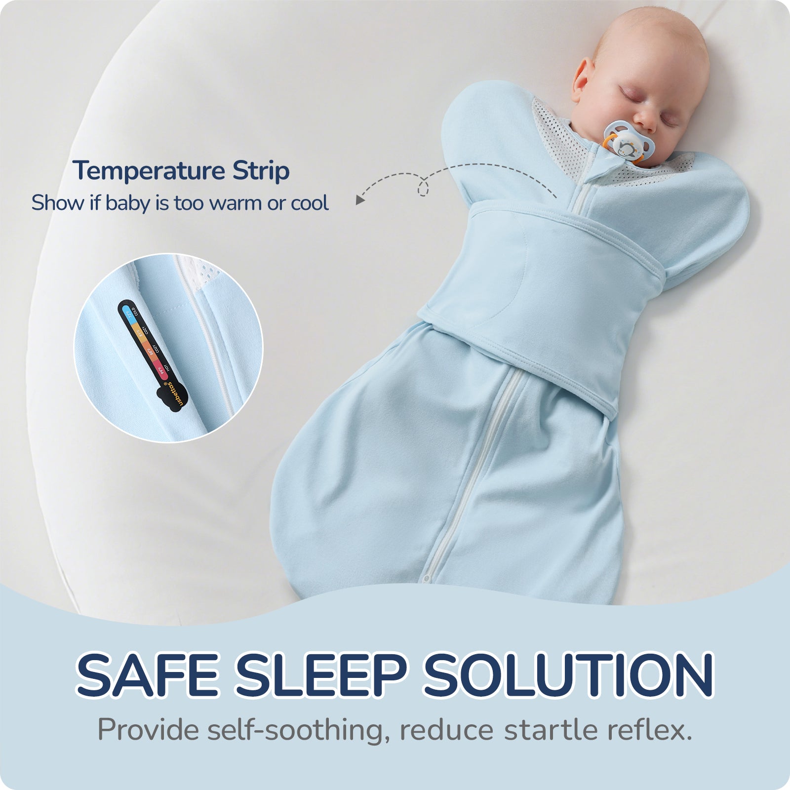 3-Way Adjustable Transitional Swaddle （Blue)