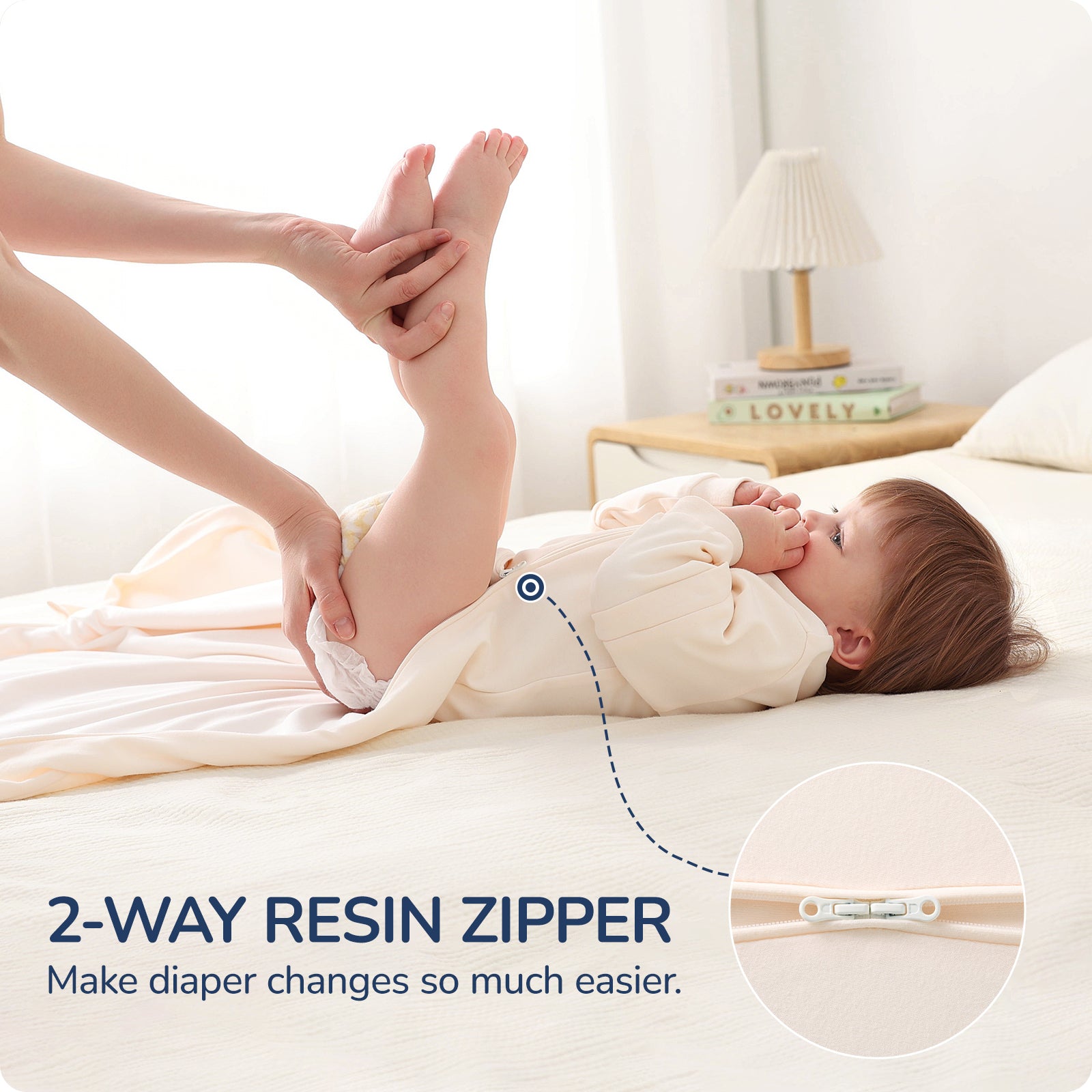 usbettas Baby Sleep Sack 1.0 TOG – Detachable Sleeves (Light Apricot)