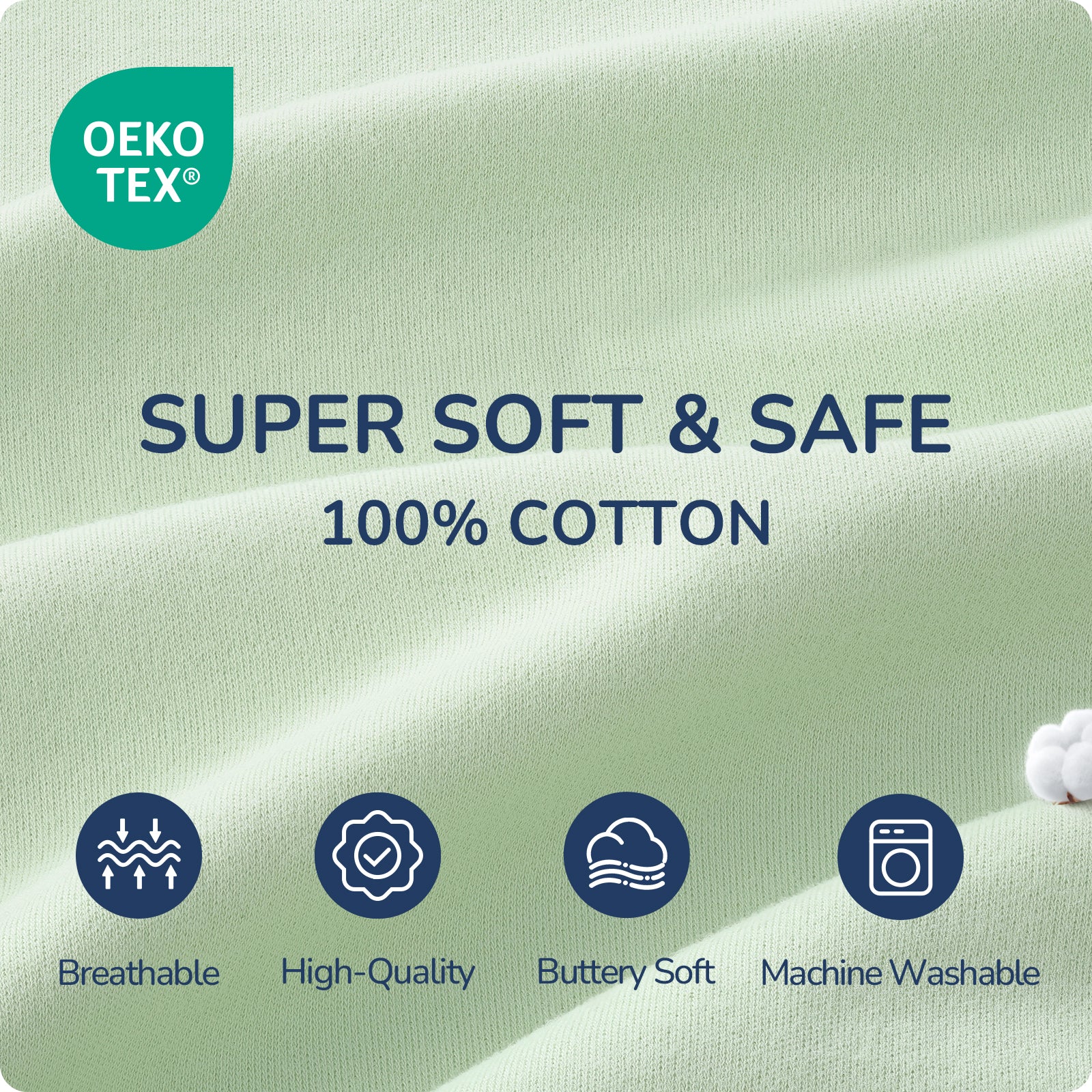 Sleeveless Baby Sleep Sack 0.5 TOG – 100% Cotton Wearable Blanket (Light green)