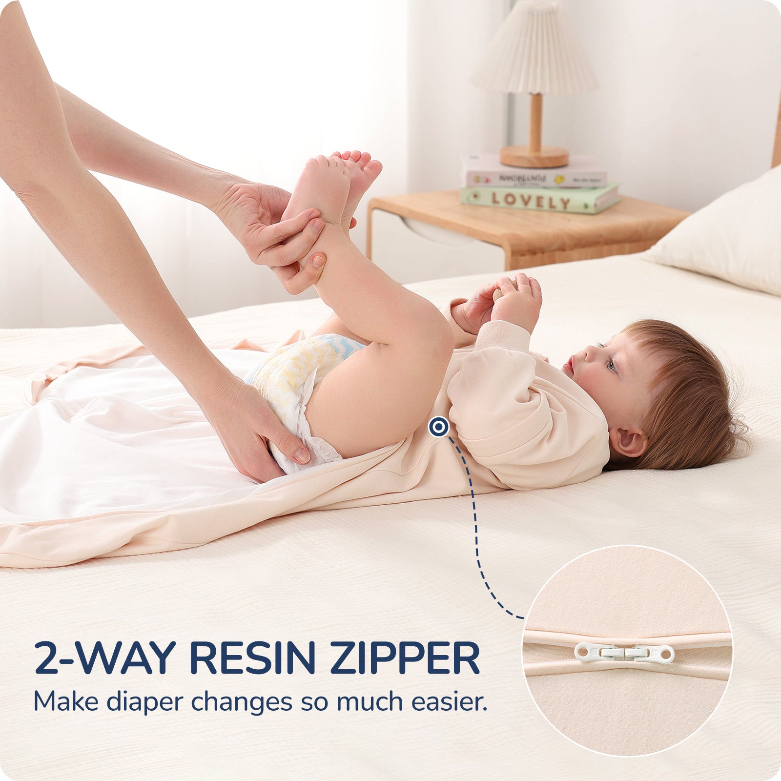 usbettas Baby Sleep Sack 1.0 TOG – Detachable Sleeves (Shell Pink)