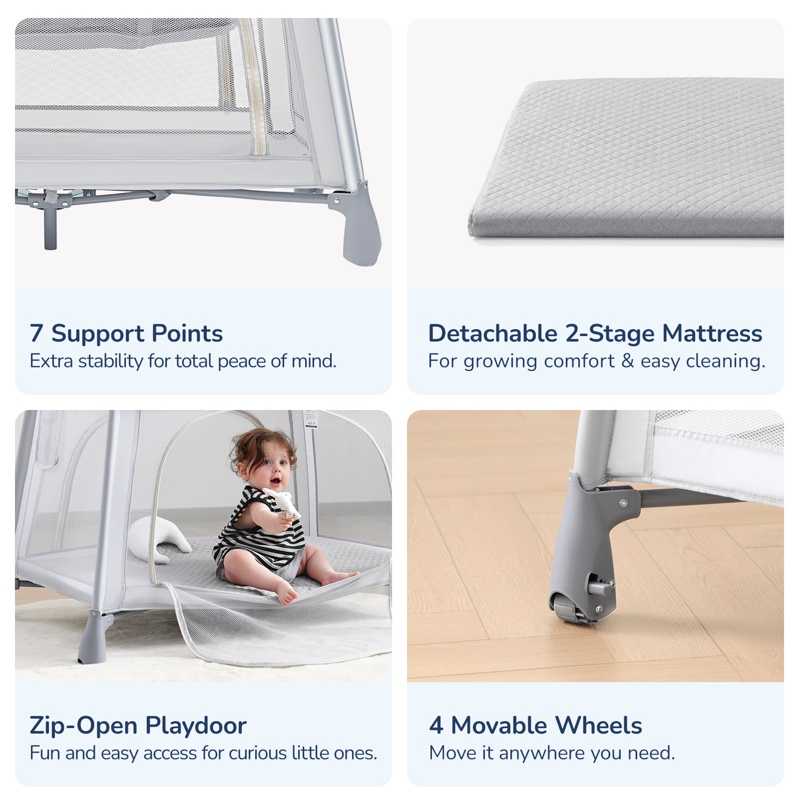 Lightweight Travel Baby Playard – One-Step Setup & Fold 3-in-1