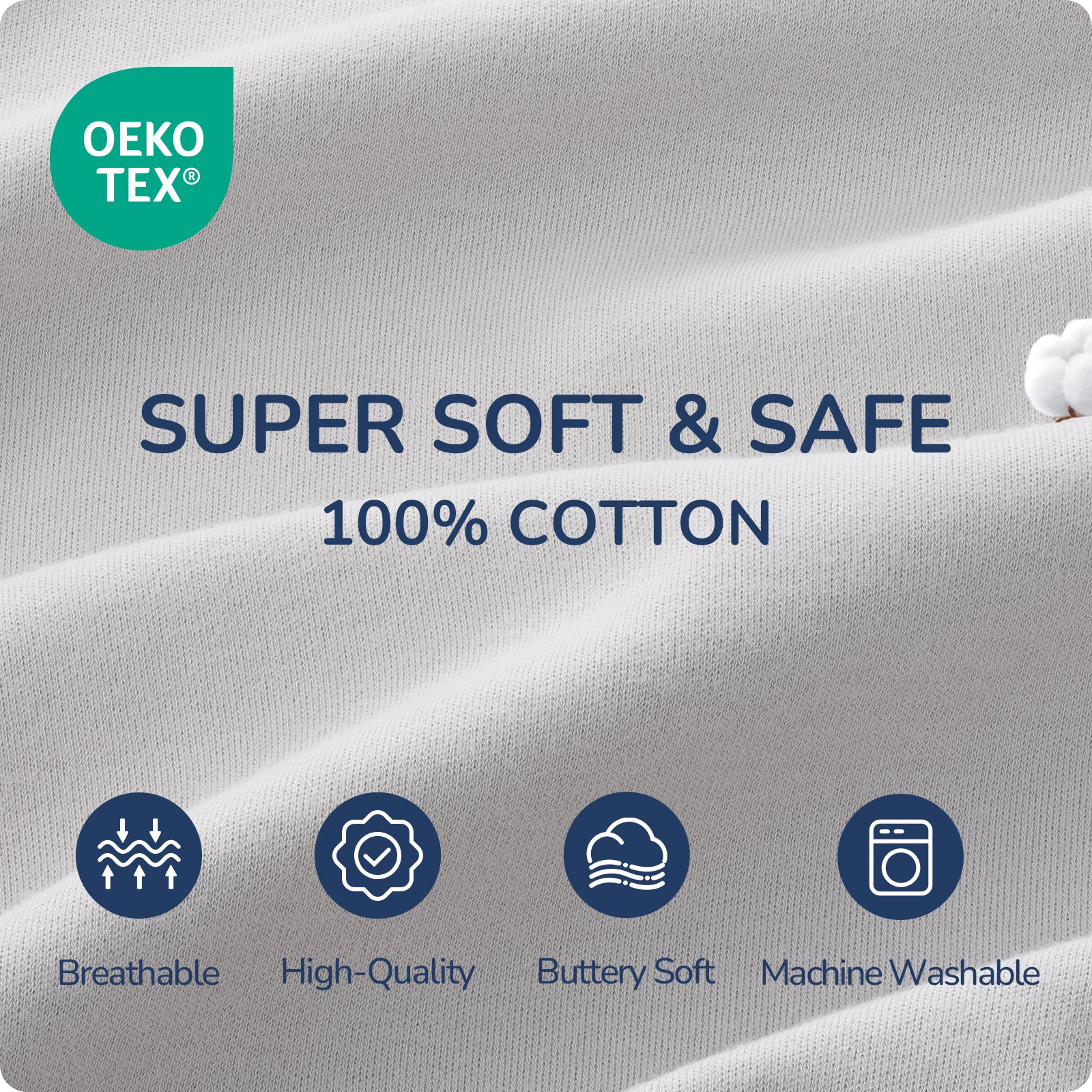 Sleeveless Baby Sleep Sack 1.0 TOG – 100% Cotton  (Light gray)