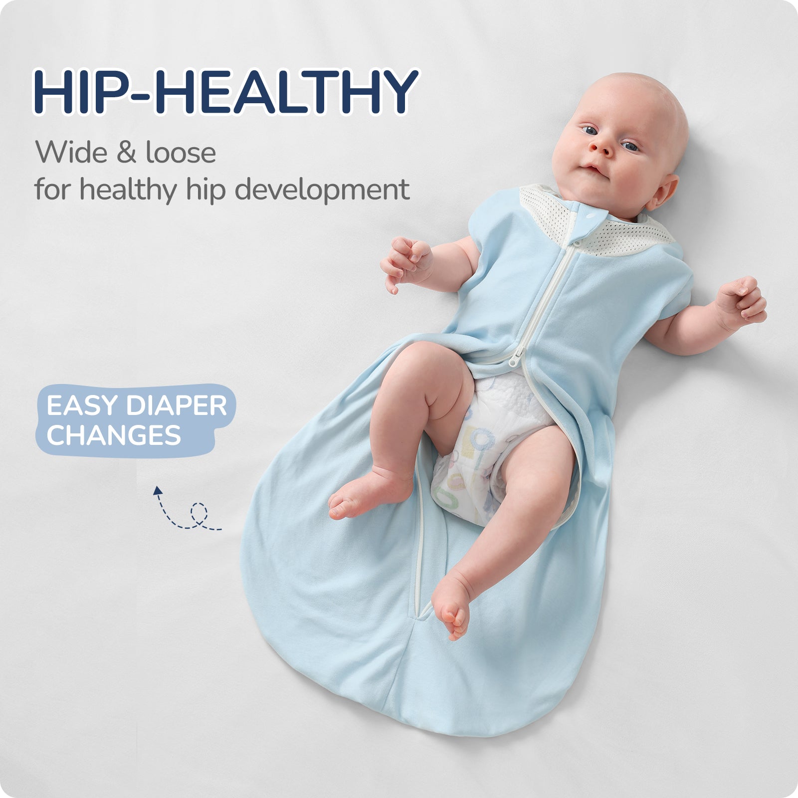 3-Way Adjustable Transitional Swaddle （Blue)