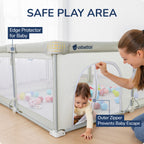 Foldable Baby Playpen 50×50 for Babies Toddler（Beige)