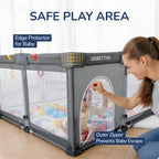 Foldable Baby Playpen 71x59 for Babies Toddler（Black)