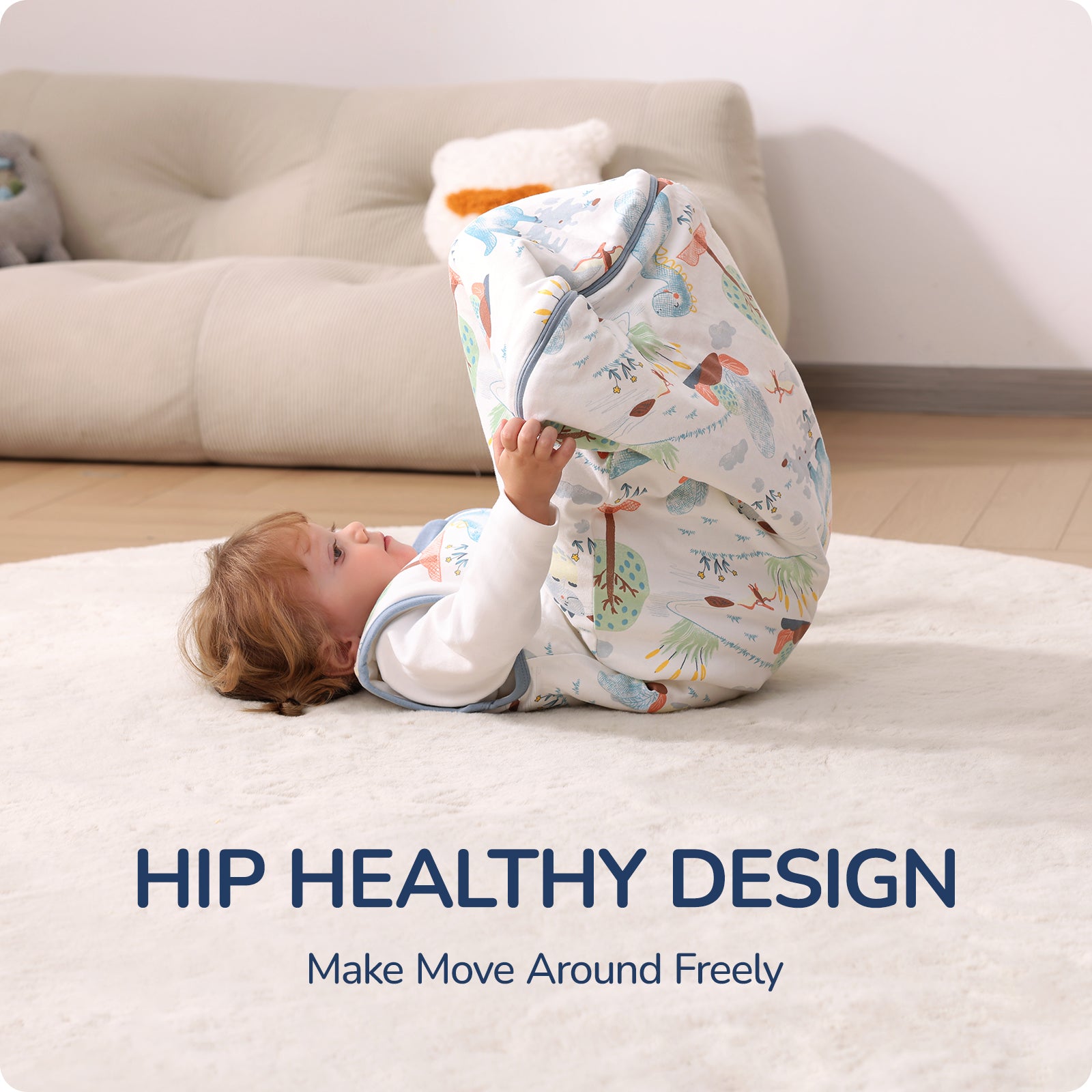 Sleeveless Baby Sleep Sack 2.5 TOG – 100% Cotton(Dino)