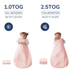 Sleeveless Baby Sleep Sack 1.0 TOG – 100% Cotton (Light pink)