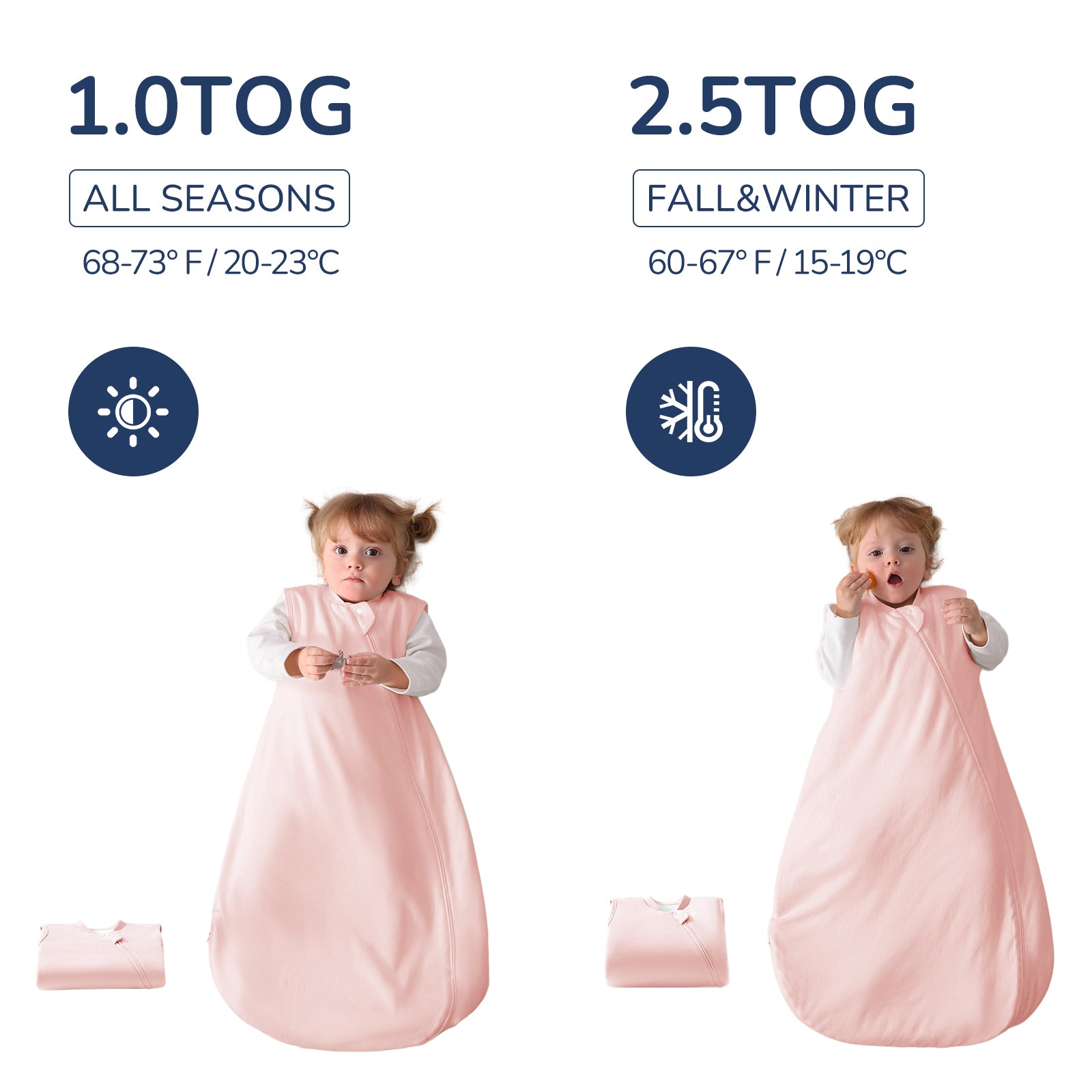 Sleeveless Baby Sleep Sack 1.0 TOG – 100% Cotton (Light pink)