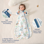 Detachable Sleeves Sleep Sack 1.0 TOG – 100% Cotton (Dino)