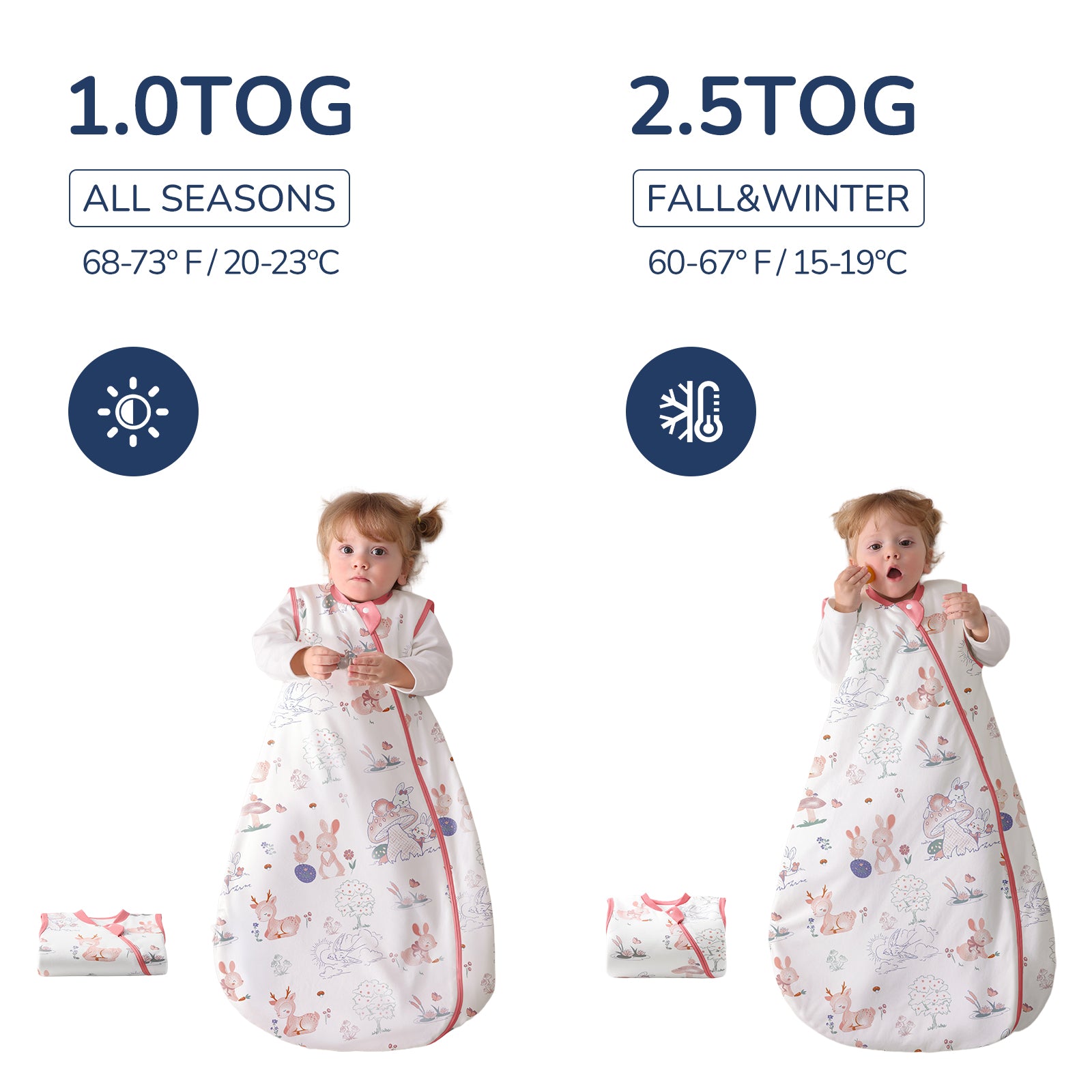 Sleeveless Baby Sleep Sack 2.5 TOG – 100% Cotton (Bunny)