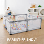Foldable Baby Playpen 71x59 for Babies Toddler（Light Gray)