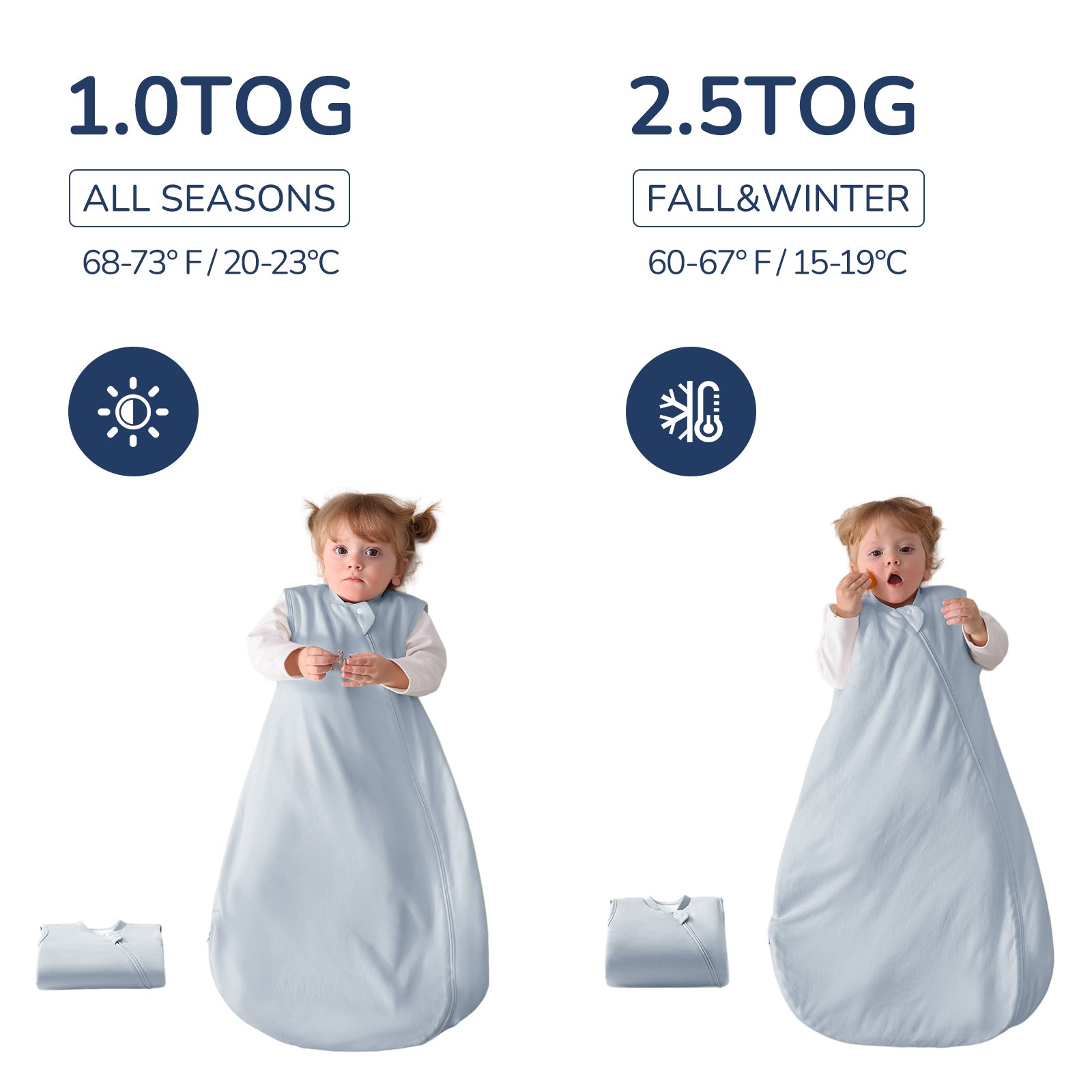 Sleeveless Baby Sleep Sack 1.0 TOG – 100% Cotton  (Blue-gray)