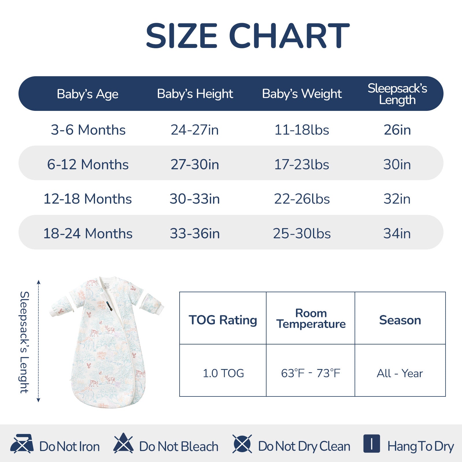 Detachable Sleeves Sleep Sack 1.0 TOG – 100% Cotton (Elk)