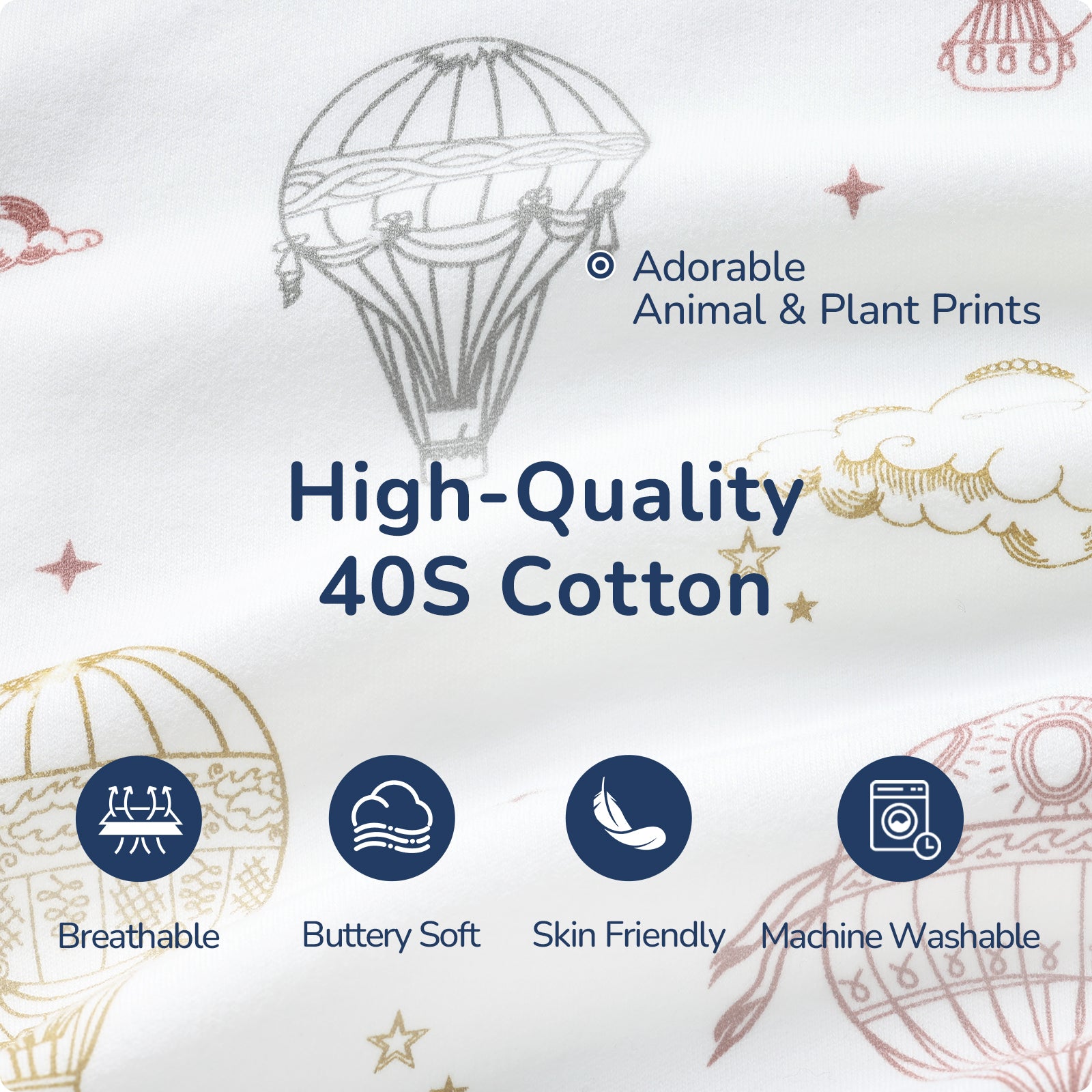 Detachable Sleeves Sleep Sack 2.5 TOG – 100% Cotton (Hot air ballon)