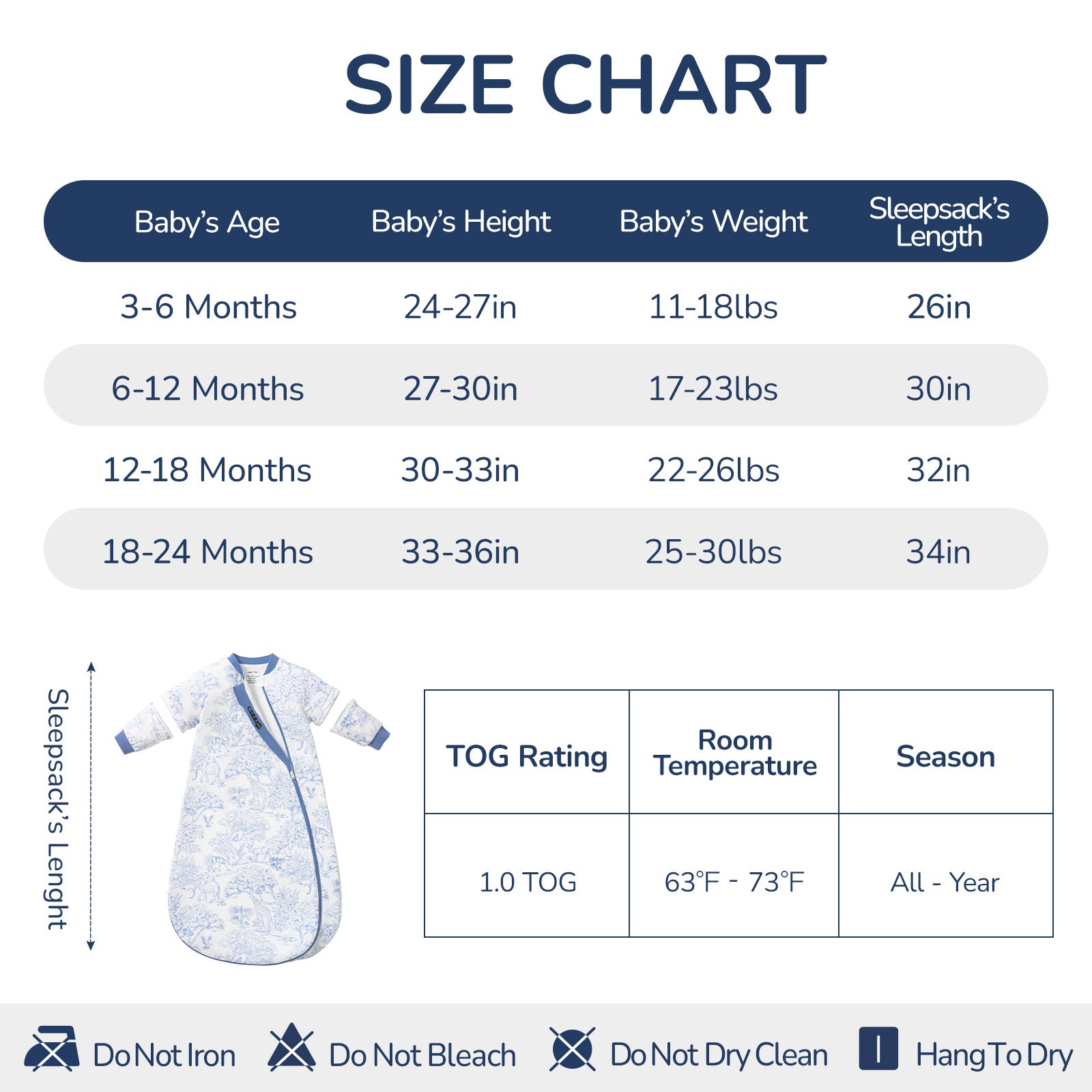 Detachable Sleeves Sleep Sack 1.0 TOG – 100% Cotton (Forest)