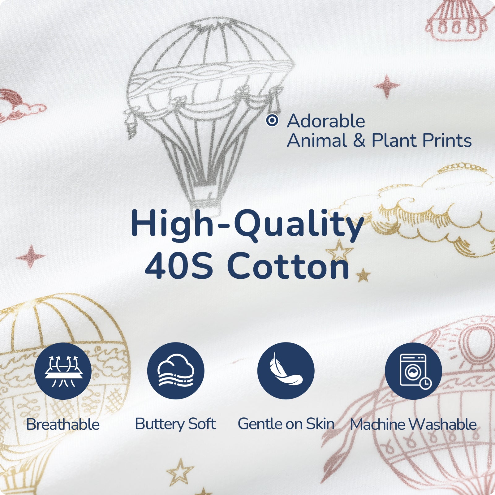 Detachable Sleeves Sleep Sack 1.0 TOG – 100% Cotton (Hot air ballon)