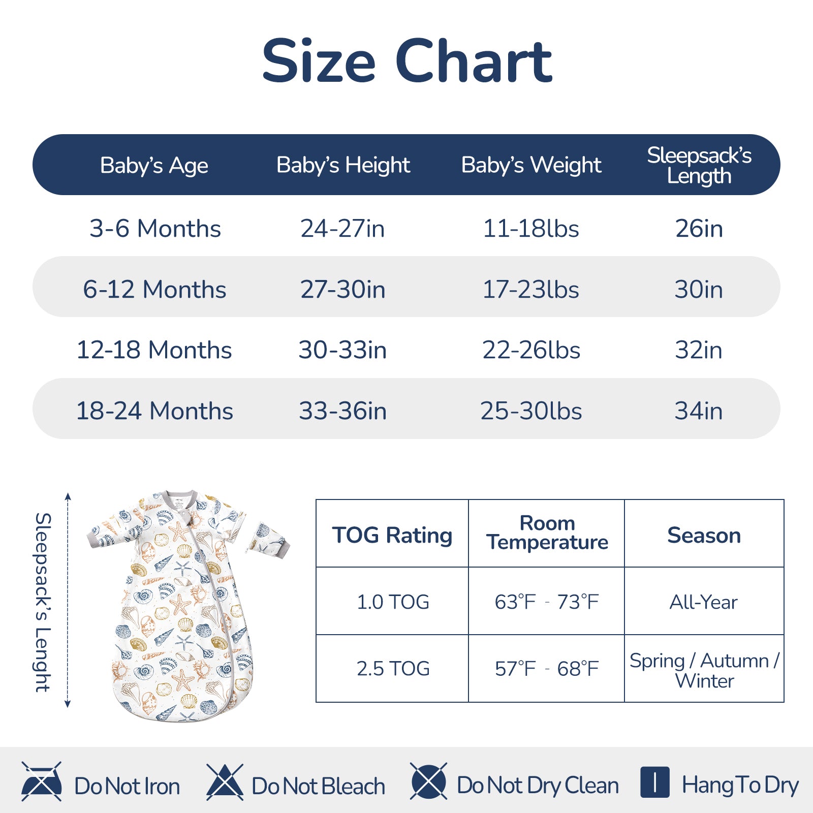 Detachable Sleeves Sleep Sack 1.0 TOG – 100% Cotton (Ocean)