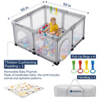 Foldable Baby Playpen 50×50 for Babies Toddler（Light Gray)