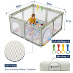 Foldable Baby Playpen 50×50 for Babies Toddler（Beige)