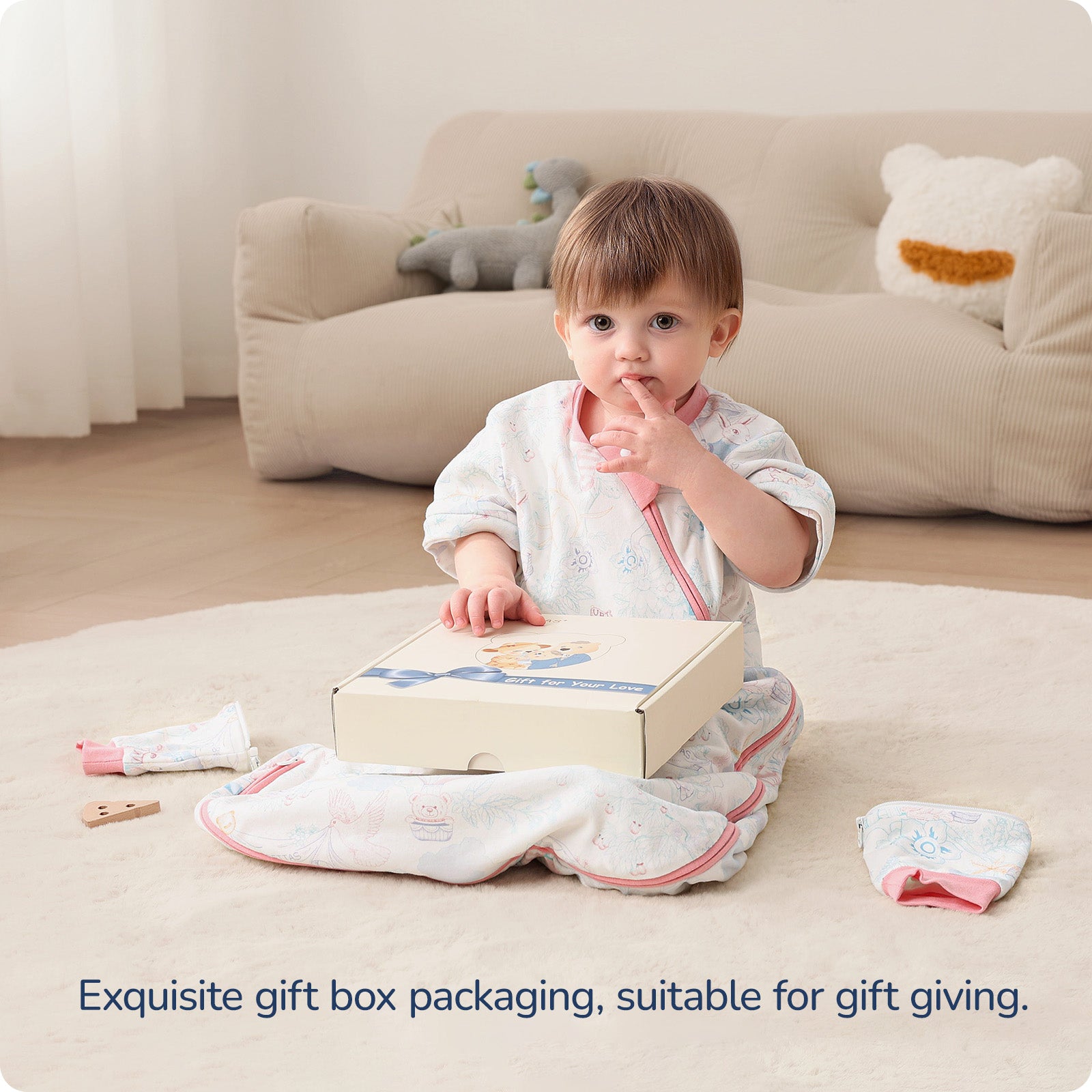 Detachable Sleeves Sleep Sack 1.0 TOG – 100% Cotton (Garden)