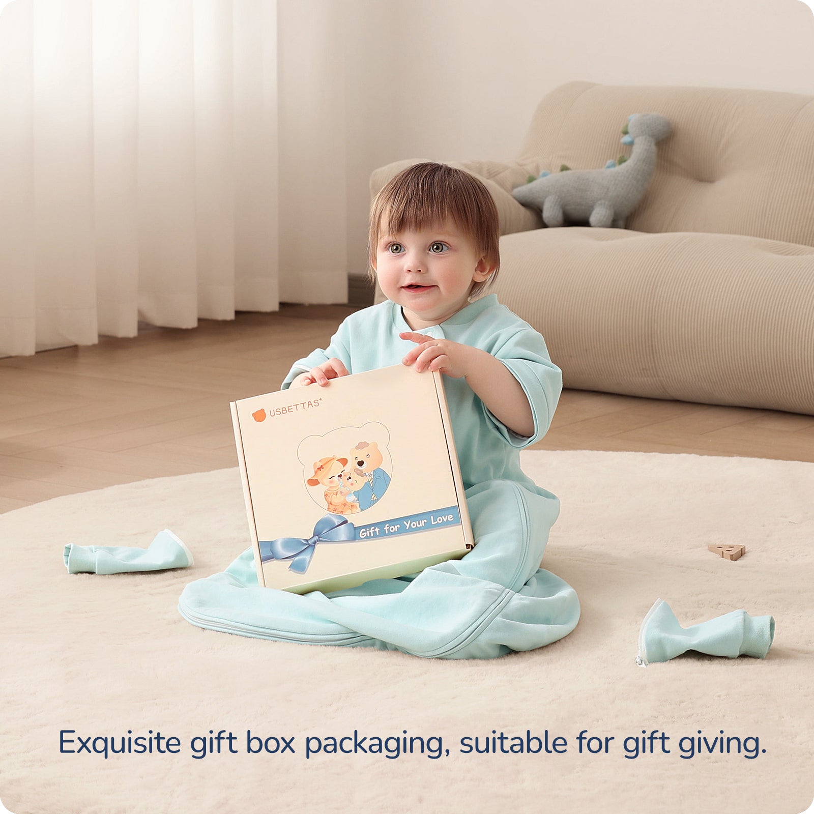 Detachable Sleeves Sleep Sack 1.0 TOG – 100% Cotton  (Teal)